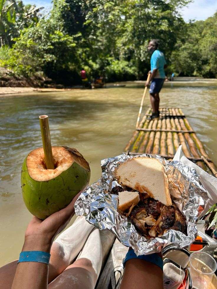 Bamboo rafting experience down a Jamaican river