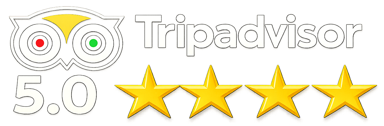 Tripadvisor logo displaying a 5.0-star rating